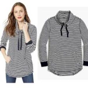 J. Crew Blue and White Stripped long sleeve funnel top